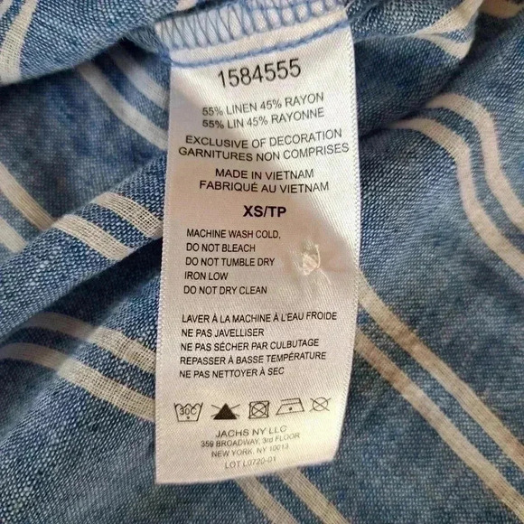 ❤️ Jachs Girlfriend Short Sleeved Linen Blend Blouse XS Striped Lightweight Top - Picture 10 of 14
